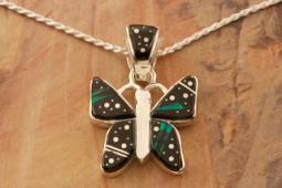 Calvin Begay Night Sky Sterling Silver Butterfly Pendant